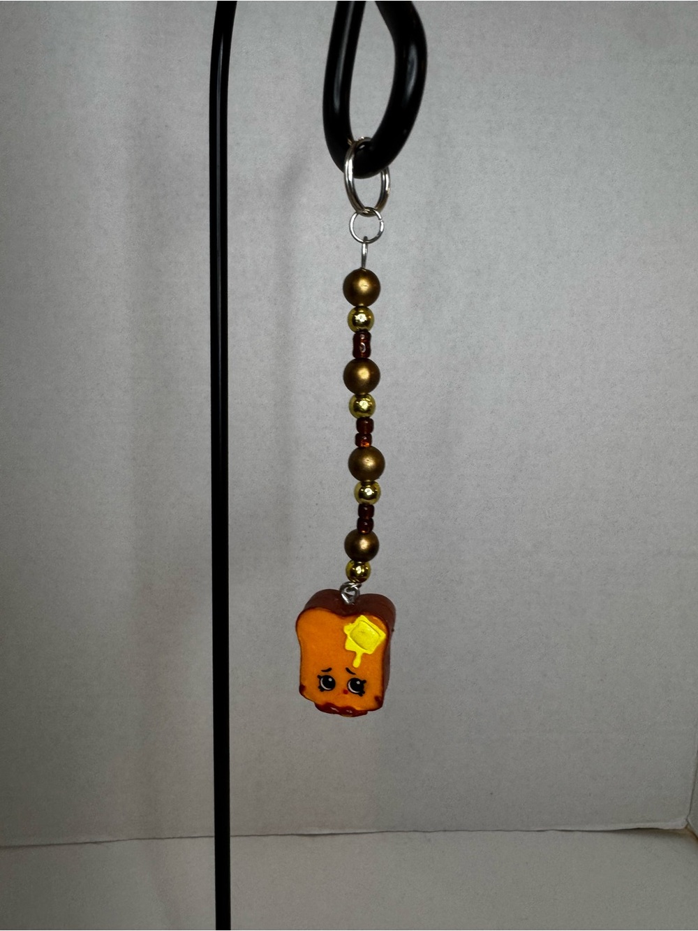 Shopkins Orange Toast Charm Keychain with Yellow Butter Accent